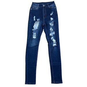BOB High-Rise Distressed Skinny Jeans Blue Women's Size 5/6